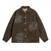 Thickened loose jacket with vintage leopard print